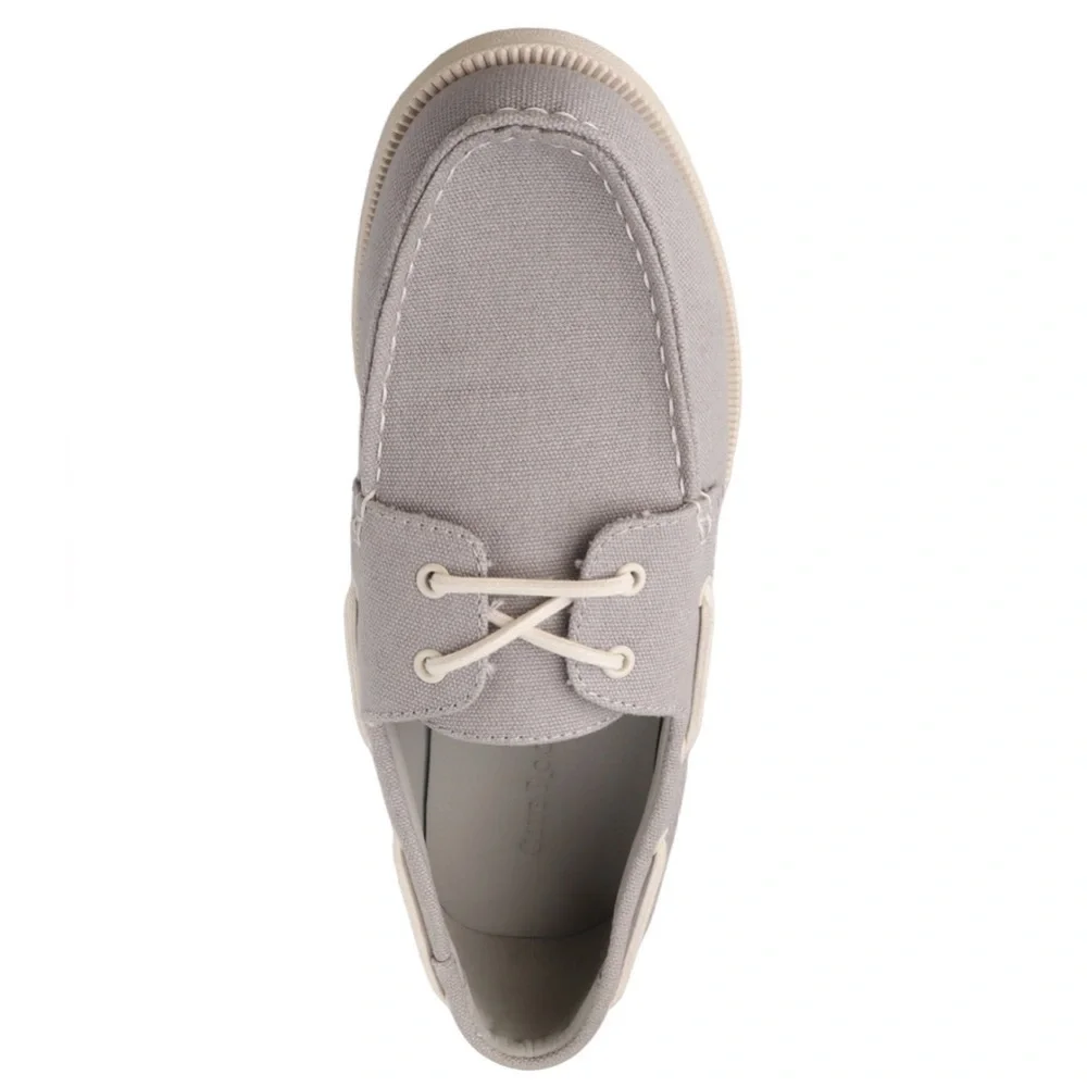 Club Room Men's Elliot Lace-Up Cotton Canvas Boat Shoes- Size 7